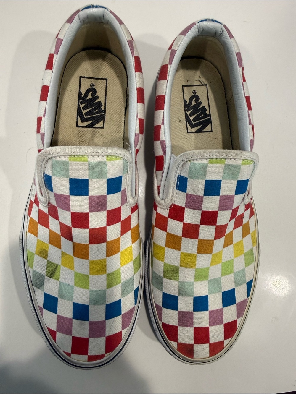 Vans Slip-On Checkerboard Rainbow Shoes
